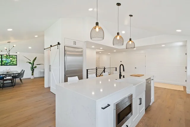 Kitchen,white units and worktop,light image